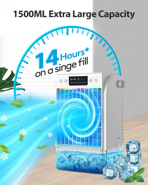 4 In 1 Portable Air Conditioner And Fan With Humidifier For Room Office Desk Evaporative Mini Unit 1500ML Water Tank Three Speed Cooler