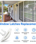 Replacement Window Latches For Vinyl RV Windows Button Style installed on outdoor window, UV resistant, snap-on fit design.