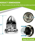 20 Pack Lug Nut Covers For Semi Trucks And Rigs 33mm By Two And One Half Inch Thread On Push On Caps ABS Plastic Chrome