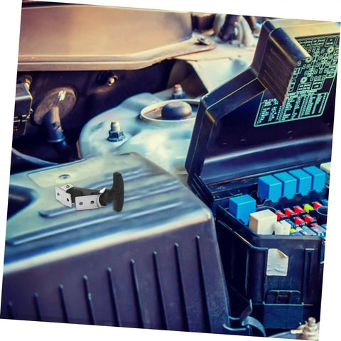 Elastic Rubber Hood Latch Kit For Vehicles With Shock Absorption featured in engine bay installation close-up