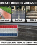 Stack Bond Brick Border Concrete Stamp Set Of 3 Durable Polyurethane Stamps for driveways, patios, steps, and walkways.