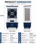 Portable Evaporative Air Cooler With Mechanical Knobs And Auto Swing, Three Speeds Pump Out Kickin Cool Airflow For Bedroom Or Studio Setup, Sweet Easy Glide design with dimensions 128cm x 60cm x 45cm.