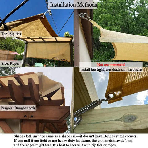 90 Percent UV Blocking Shade Cloth 12x20 Ft Pergola Shade Cover With Reinforced Grommets Privacy Screen installation methods