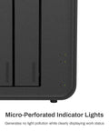 Next Level 2 Bay DAS Storage Enclosure With Hella Fast 10 Gigabit USB 3.2 Gen2 Port for RAID Zero Array showing micro-perforated indicator lights.