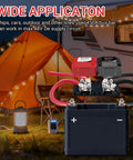 Built Different Heavy Hitter 450A 48V DC Bus Bar Terminal Block 2 Pack M10 Studs in use with outdoor battery setup.