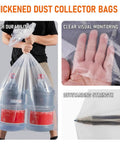 Person holding heavy objects in Thickened Dust Collector Bags 31x43 Inch 6 Mil Clear Plastic 6 Pack showing durability and strength