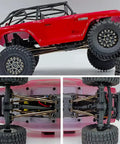 Beefed Up Ground Clearance RC Linkage Set For 1/24 Axial SCX24 Deadbolt Upgrade Parts Aluminum Alloy installed on red RC crawler
