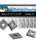12mm Square Tungsten Carbide Replacement Cutters Inserts For Woodworking DIYers, 12x12x1.5mm pack of 10 with mirror finish.