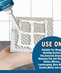 Heavy Duty Construction Adhesive For Concrete, Tile, Stone, Wood And More, Super Strong Cement Glue In A 7.4 Ounce Squeeze Tube applying on tile