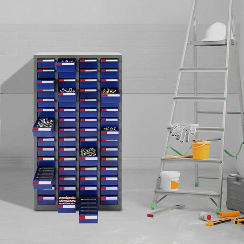Rock Solid Heavy Duty Metal Parts Organizer Cabinet With Sixty Spacious Drawers Designed For Top Tier Hardware Storage And Easy Garage Workflow Backed By Cold Rolled Steel Construction And Impact Resistant Paint Finish