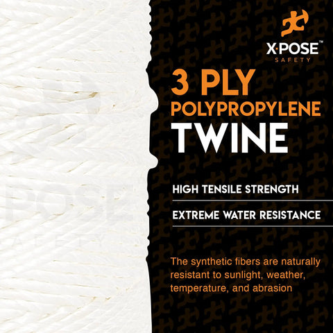 Workhorse Heavy Duty Polypropylene Twine 3 Ply White String Roll 2800 Feet showing tensile strength details