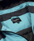 Interior label and lining of Men's Waterproof Ski Jacket Hooded Winter Coat For Snowboarding Windproof And Warm Outdoor Outerwear In Light Blue