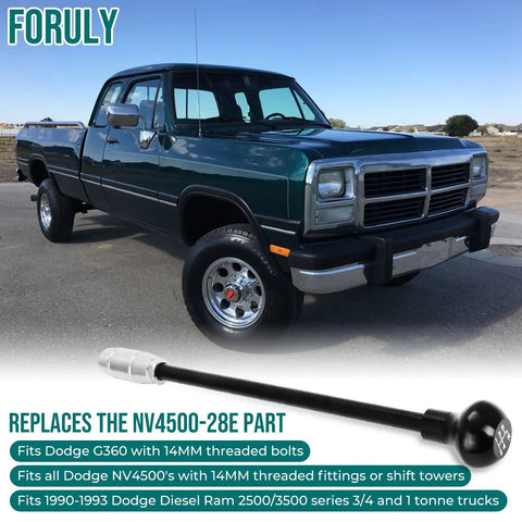 Dodge NV4500 Shifter Stick With Straight Handle And 14mm Knob Adapter For Ram Trucks Fits NV4500 28E And G360 Transmissions