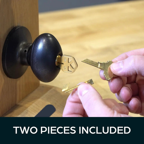 Lockout Key For Schlage Locks Exterior Door Lockout Tool For Quick Privacy And Outside Locking, Easy Install, Ideal For Evictions, Emergencies, And Property Pros in use on black doorknob.