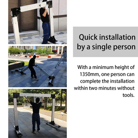 Portable Aluminum Gantry Crane 2204 Pounds Capacity Mobile Workshop Hoist assembled by one person in under two minutes.