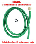 5 Foot Garden Dehumidifier Drain Hose With Green Rubber Finish, flexible 5 ft hose with washer for home or garden draining