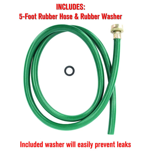 5 Foot Garden Dehumidifier Drain Hose With Green Rubber Finish, flexible 5 ft hose with washer for home or garden draining