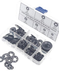 Industrial Starlock Push On Washers Assortment Kit 285 Pieces With External Push Rings and Speed Clips in open box