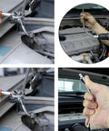 Reach Tight Auto Spots With A 360 Degree Bendable Flexible Extension Set For 3 Eighths, 1 Quarter, And 1 Half Inch Drive Wrenches Universal Wrench Sleeve Rods High Torque Spring Steel For Impact Wrench And Automotive Repair in use with ratchet and drill in car engine bay.