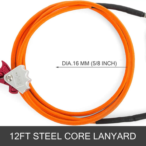 Beefy Steel Core Flip Line Kit 5/8 Inch By 12 Ft Wire Core Flipline with steel swivel snap shown coiled with size label
