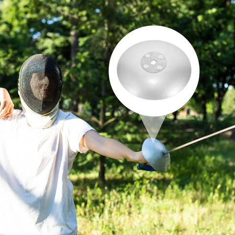 Fencer demonstrating Stainless Steel Fencing Hand Guard And Practice Protector For Adults Pro Grade Durable Injury Resistant
