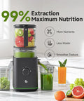 Top Rated 3-In-1 Cold Press Juicer For Juice, Nut Milk And Sorbet, 6.5 inch feed with fresh fruits in a sleek design.
