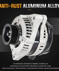 130 Amp High Output Alternator For 2008 2014 Honda Odyssey Pilot Ridgeline Acura TL TSX MDX ZDX RL 3.5L 3.7L Replaces 11391 AL1311X 1042105920 Ready To Install Plug And Play, front view aluminum alloy