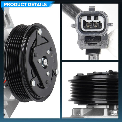 Top Shelf Ac Air Conditioning Compressor Assembly With Clutch And Electronic Plug Fits Nissan Altima 2013 Through 2018 close-up of compressor components