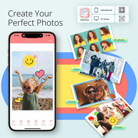 Portable Photo Printer for iPhone Android and Laptop With 54 Sheets 4x6 1 Ink Ribbon AR Video Printing Wireless WiFi Connection