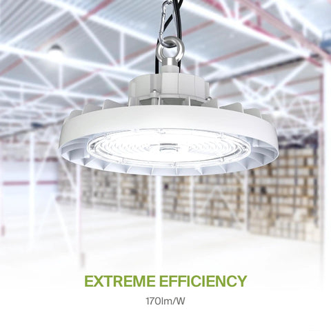 150W LED High Bay UFO Light For Warehouse, Garage And Workshop, Dimmable, IP69K Waterproof, 23600 Lumens, white