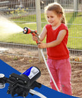 Child using Heavy Hitter 110V AC Water Pressure Booster Pump With Auto Switch Quiet Diaphragm Transfer Pump for garden watering.