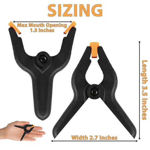 3.5 Inch Heavy Duty Nylon Spring Clamps Pack Of 10 For Backdrops Pool Covers Photography And Home Improvement, sizing details