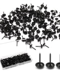 Top Shelf Black Round Head Upholstery Tacks 200 Pack 7X13Mm Metal Thumb Pins With Handy Storage Case scattered black thumb pins