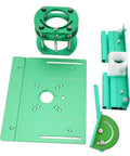 Adjustable Router Lift System With Heavy Duty Aluminum Base Plate And Manual Depth Control For Weekend Warriors parts displayed on a white background.