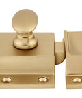 Premium Honey Bronze Cabinet Latch For Kitchen And Pantry Doors Heavy Duty Metal Hardware With Lifetime Warranty, close-up view.