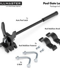 Heavy Duty Auto Pool Gate Latch With Snappy Spring Closer And Easy Push Release For Child Safe Chain Link Fences including components
