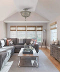 Modern Farmhouse Semi Flush Mount Ceiling Light With Wood Bead Shade Open Bowl Frame Boho Chic Warm Glow Easy Install