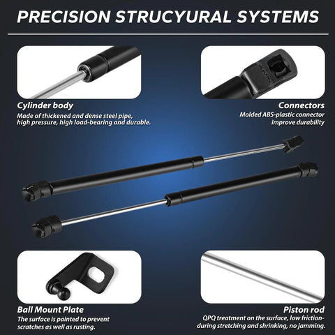 Chevy Colorado Hood Struts for GMC Canyon 2023 to 2026 No Drill Hood Lift Support showing components like cylinder body and connectors