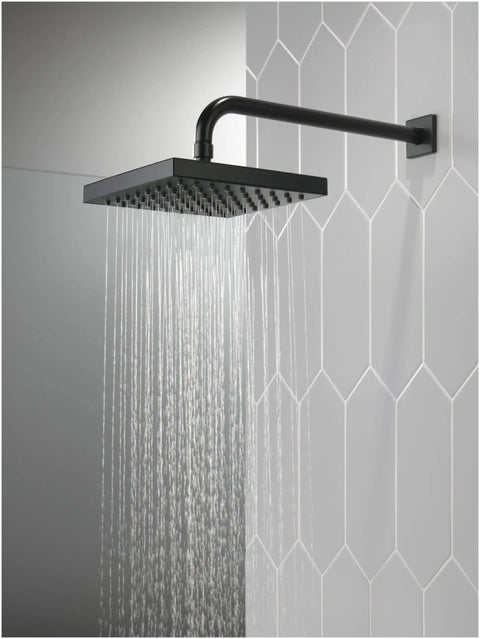 Chrome 8 Inch Square Rain Shower Head With Soft Rain Spray For A Dope Spa-Like Shower, wall-mounted overhead in bathroom