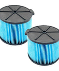 Two blue replacement filter for 3 to 4 and a half gallon wet dry vacuums 3 layer pleated design washable and reusable