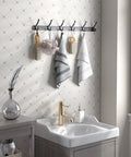 Two Pack Wall Mount Coat Rack Hooks Set For Entryway And Bathroom, No Fuss Double Hanger Rail For Robes Coats Hats Bags Towels