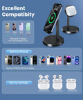 Two Pack Magnetic Wireless Charger Stand For iPhone MagSafe 15W Fast Charge Dock For iPhone 17 Series 16 15 14 13 12 And AirPods