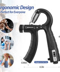 2 Pack Grip Strength Trainer With Counter, Adjustable Hand Grip Exerciser For Forearms, 11-132 Lbs, Auto Reps Counter