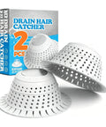Bathtub Drain Strainer Silicone Bathroom Stopper Fixture, set of 2, white, designed for effective hair catching in bathtubs.