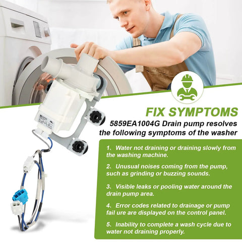 Washer Drain Pump Assembly 5859EA1004G Replacement for Kenmore Top Load Washers Easy Install shown with wiring and mounting bracket