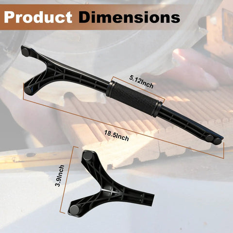 Miter Saw Hold Down Stick Hand Saver For Safe Woodworking, Push Stick dimensions shown with ergonomic black grip