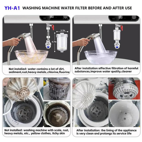 Comparison of washing machine water with and without 1 Micron High Density Water Filter For Washing Machines And Showers.