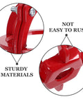 Close-up of Bulldog Tough Fire Sprinkler Head Cage Guard and Protector for 1/2 Inch Iron Pipe in Bright Red Finish, showcasing sturdy materials.