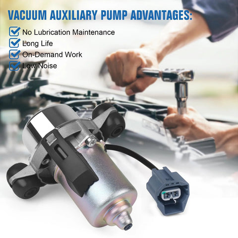 Electric brake vacuum pump assembly with mounting bracket and blue 2-pin connector