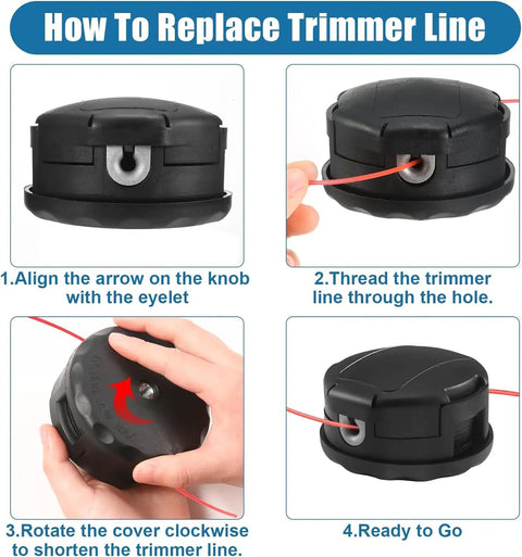 Instructions for replacing trimmer line on 2 Pack String Trimmer Head For SRM Series Straight Shaft Trimmers Fits SRM 225 230 210